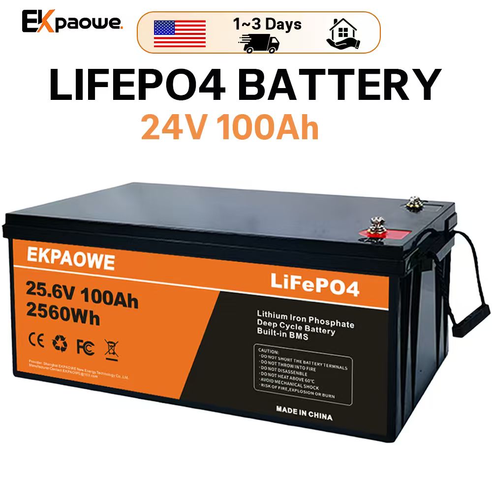 Fishing Boat Trolling Motor - EKPAOWE 24V 25.6V 100AH LiFePO4 Battery