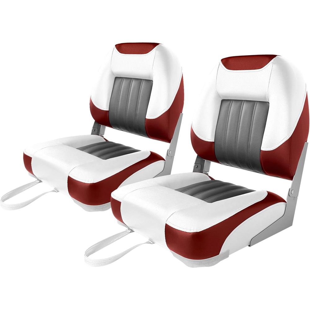 Fishing Boat Seat - Deluxe Low/High Back Boat Seat, Fold-Down