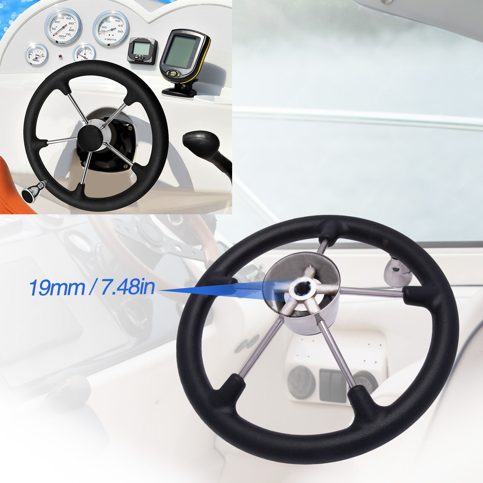 13.5’’ 5-Spoke Stainless Steel - Fishing Boat Steering Wheel review and price